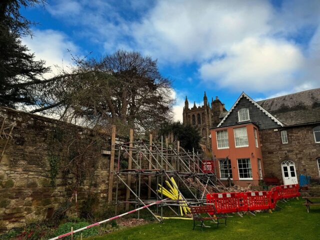 Pre contract meeting with contractors ahead of the start of repair and rebuilding of the Bishops Palace boundary wall following two collapses late last year. 
.
We’ve been looking forward to getting this one onsite, with the first task to remove extensive vegetation growth from high level masonry. The start follows a carefully considered approach to protect and conserve surviving elements whilst being faithful to the development of the wider site and rebuilding the collapsed sections. 
.
#architectshereford #hereford #cathedral #buildingconservation #conservationarchitect #12thcentury #repairsproject #cathedralsofinstagram #herefordshirelife 
.
@hfdcathedral @hereforddiocese