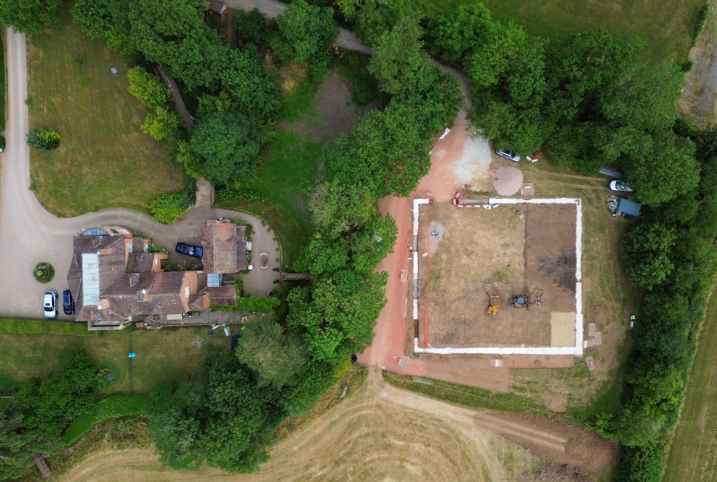 Delighted with the start of work at a new walled garden and landscaping project in #rural #gloucestershire this week with concrete foundations already being poured.
.
The new garden design is based on sight lines from within the site from the rear of the #gradeiilisted former rectory and will feature and outside kitchen and seating area together a bespoke glasshouse and raised planting. We can’t wait to see this take shape this summer.
.
#architectsgloucestershire #listedbuilding #architectscheltenham #architectshereford #newconstruction #contractors #concrete #walledgarden #landscaping #planting #gloucestershire #watchthisspace #dronephotography #workinprogress