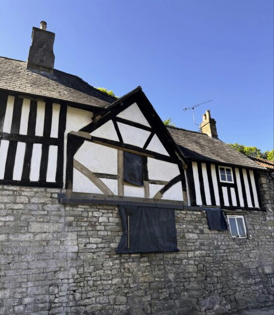 Progress with striking of scaffolding at a 13th century priory in rural Gloucestershire this week. The central later frame was suffering ongoing movement and significant water ingress. Our brief was to reinstate missing timbers which had been removed for a large UPVC window, realign the frame and carry out careful repairs to the stone and framework. Heavy cement render was removed from the stonework allowing the building to breath once again. 
.
My thanks to Midlands Conservation for the their skill and expertise throughout and Forest of Dean Conservation team. 
.
#timberframing #13thcentury #buildingconservation #listedbuilding #gloucestershire #oakframe #oakrepairs #buildingrepairs #listedbuildingconsent